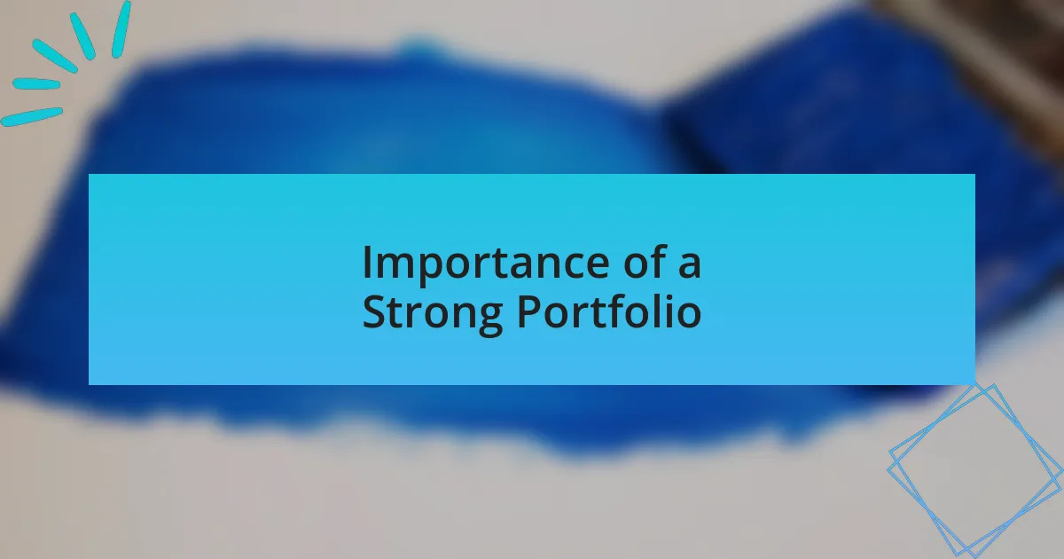 Importance of a Strong Portfolio
