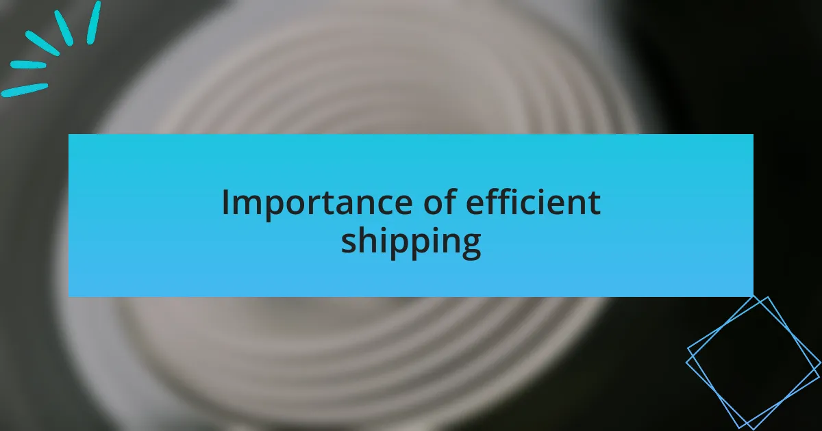 Importance of efficient shipping