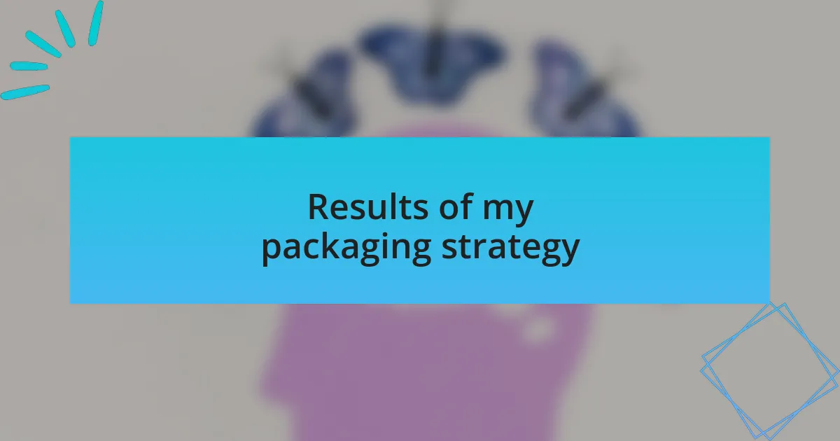 Results of my packaging strategy